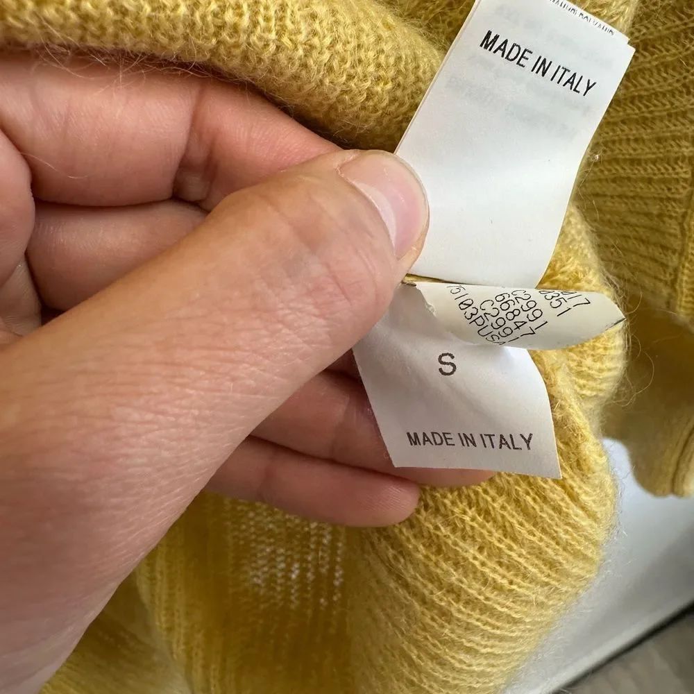 Brunello Cucinelli Mustard Yellow Mohair Blend Knit Sweater Turtleneck Size S - Picture 9 of 11